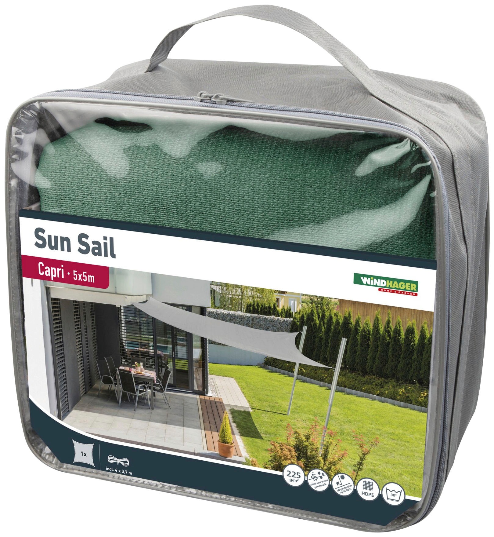 Windhager Sonnensegel »Capri Quadrat«, 5x5m, olive