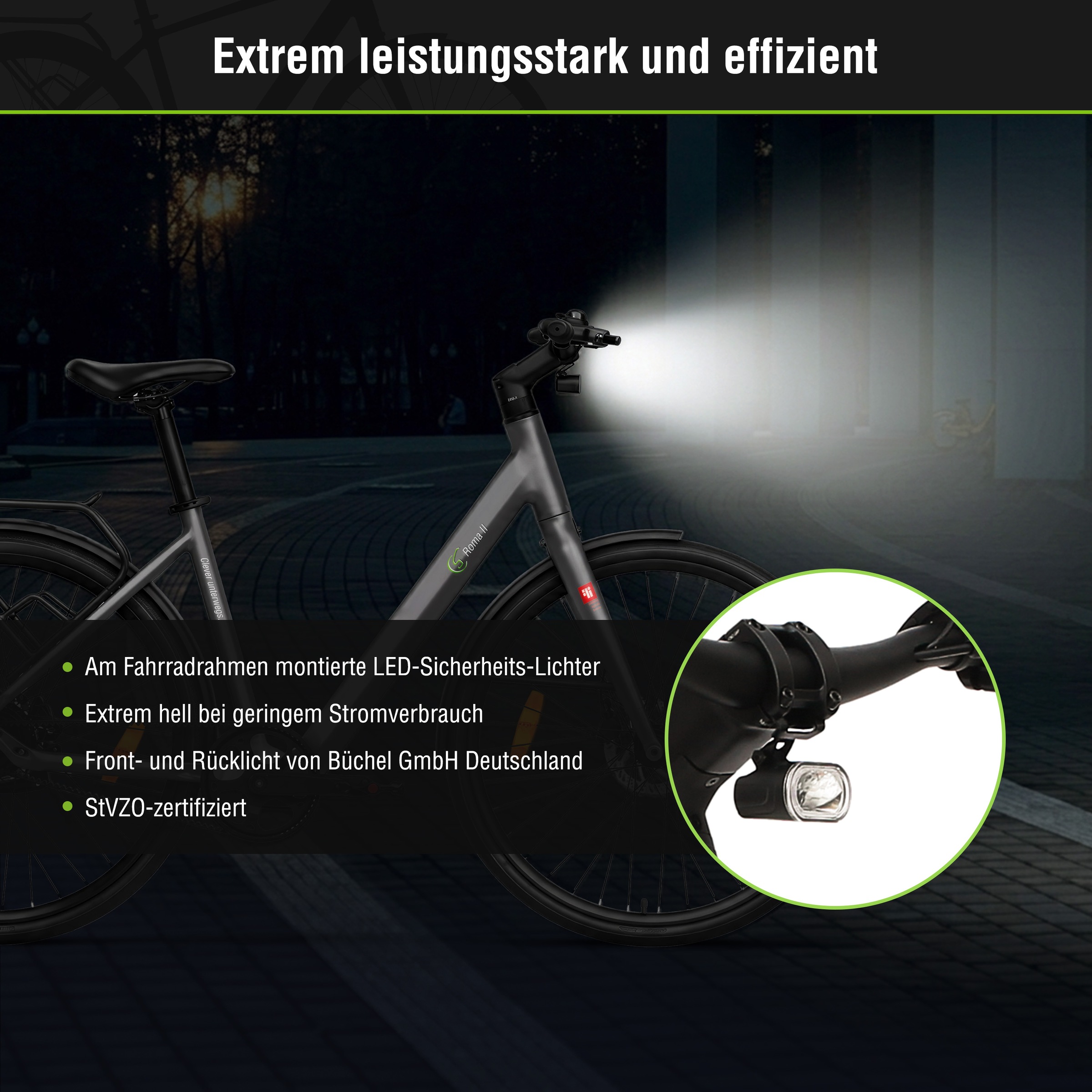 SachsenRad »C3V Roma II mit intelligenter Unterstützungsstufe« ohne Schaltung Heckmotor 250 W nur 16KG ohne Gepäckträger und Schutzblech