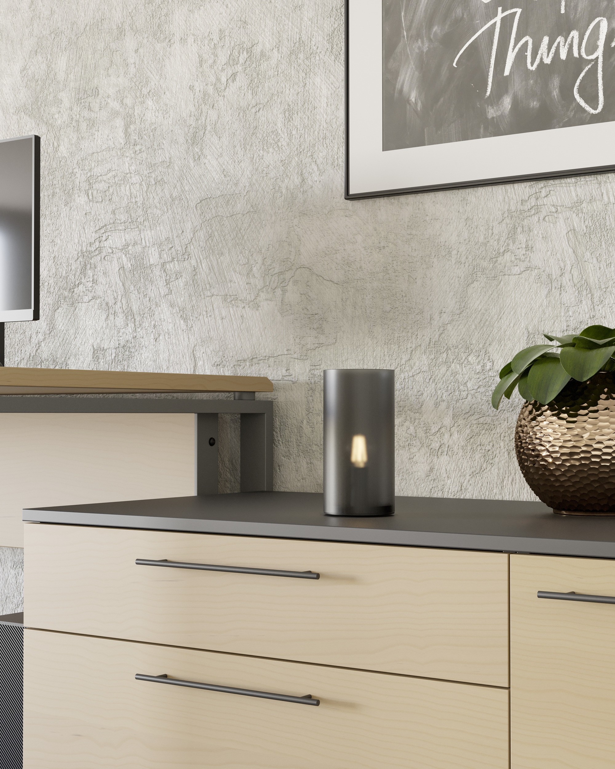 EGLO Tischleuchte »GEO Tischlampe - E14 - 1X40W - IP20 -  zylinderförmig« E14 1 Stk. Nachttischlampe, Ø10 x H20 cm, grau, Schlafzimmerlampe