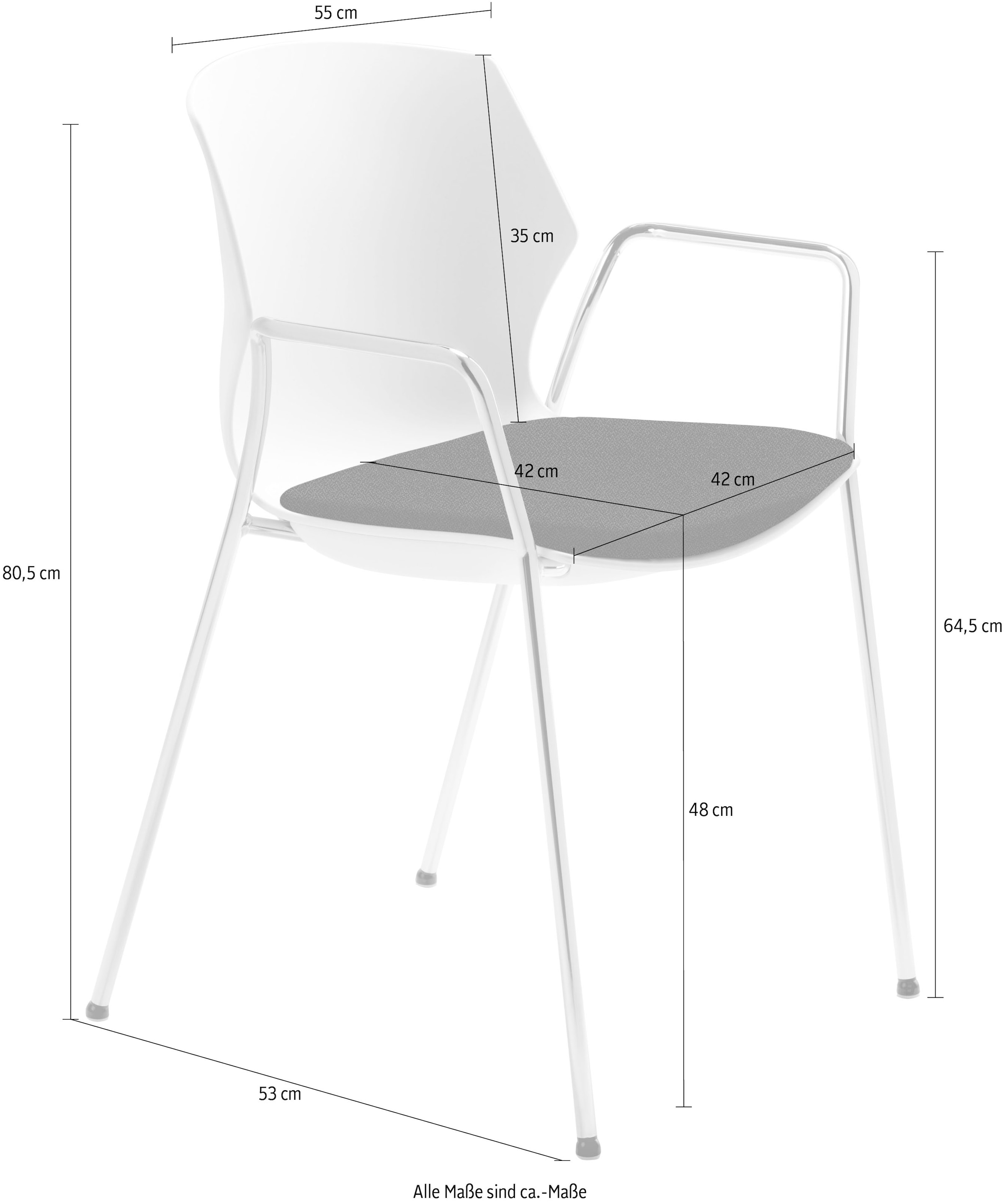 Mayer Sitzmöbel Stapelstuhl »Stapelstuhl myPRIMO«, (Packung), Polyester, stapelbar