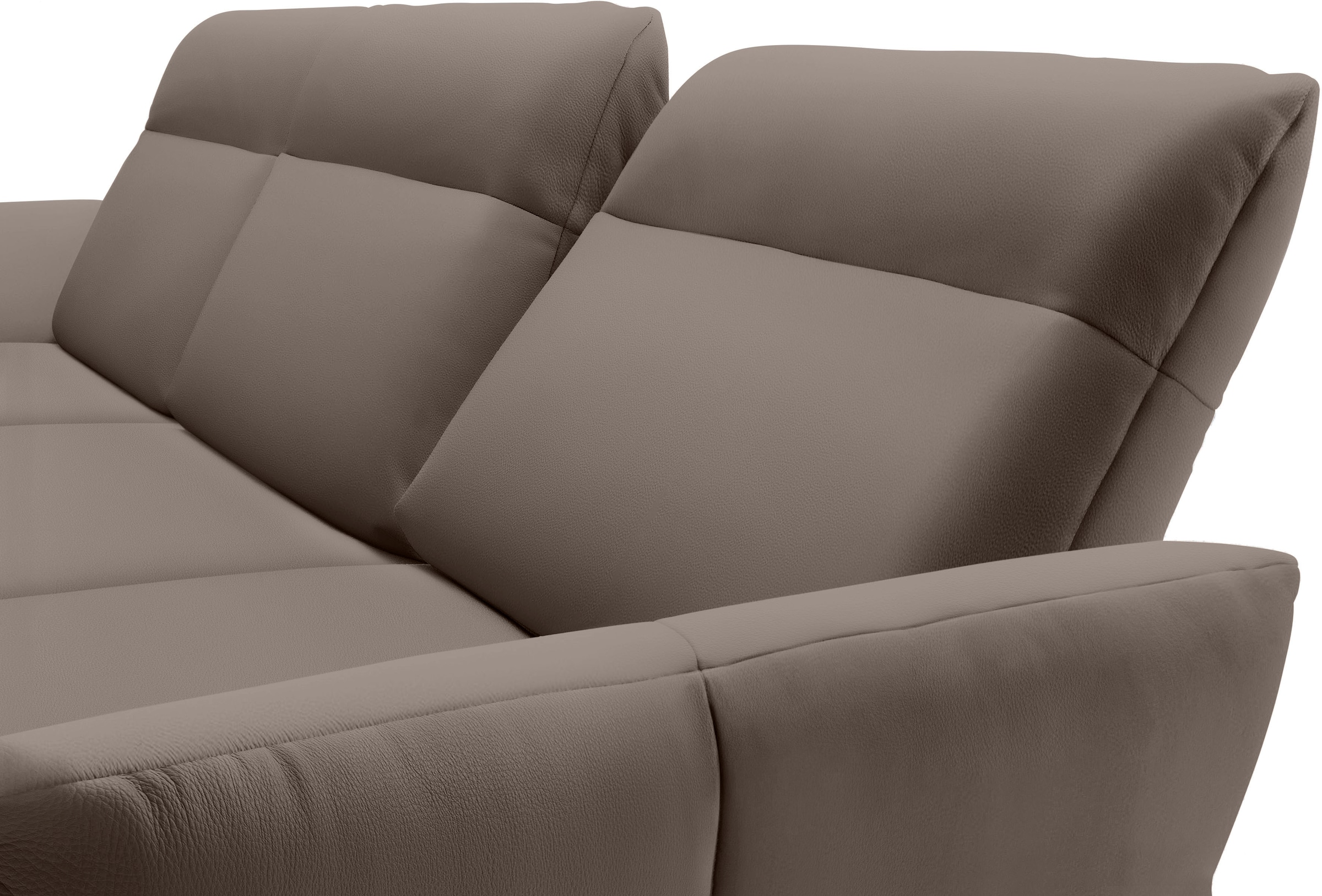 Creation BY ROLF BENZ Ecksofa »CR.460«, Sockel in Nussbaum, Winkelfüße in Umbragrau, Breite 338 cm