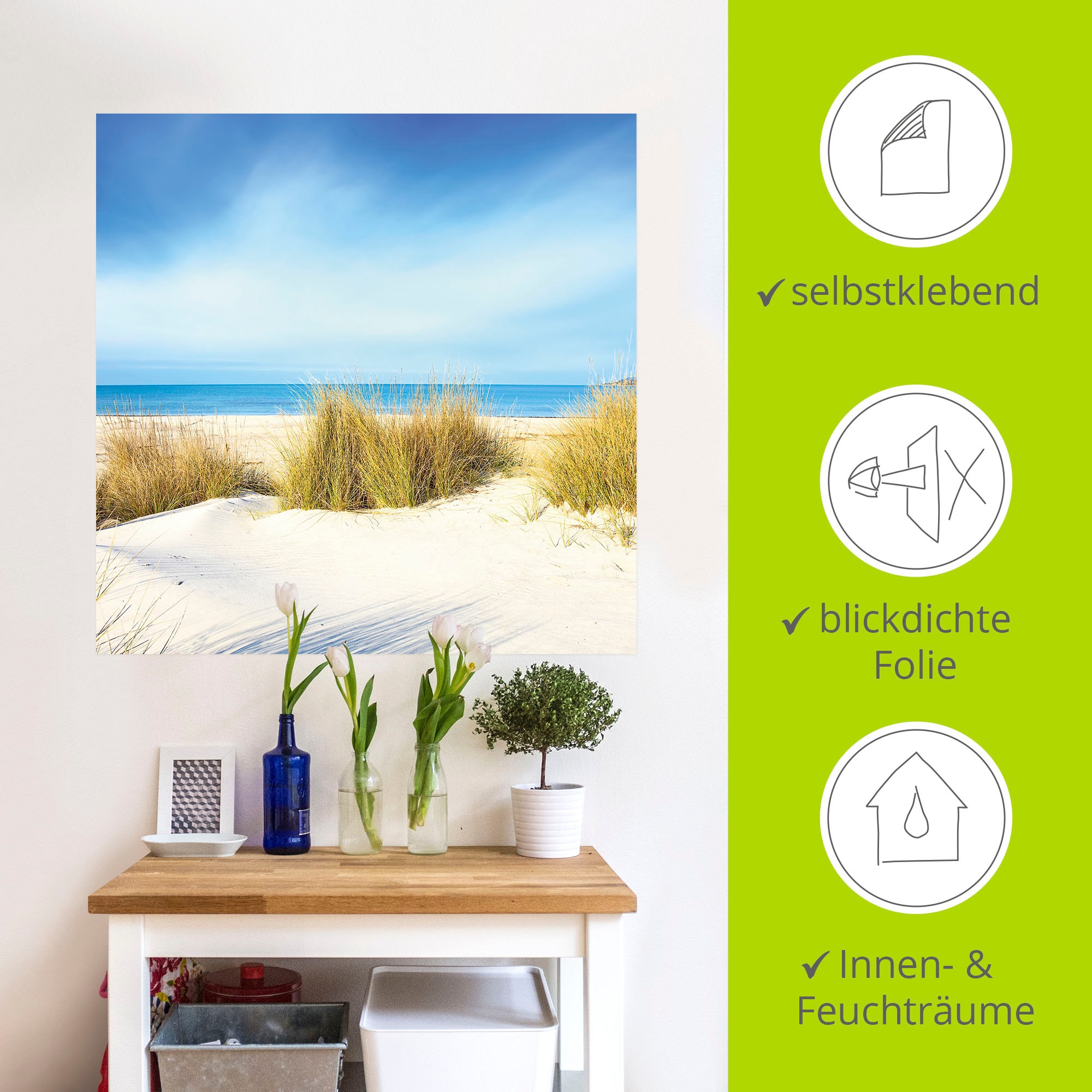 Artland Wandbild »Gras auf Sanddünen«, Strand, (1 St.), als Leinwandbild, Poster, Wandaufkleber in verschied. Größen