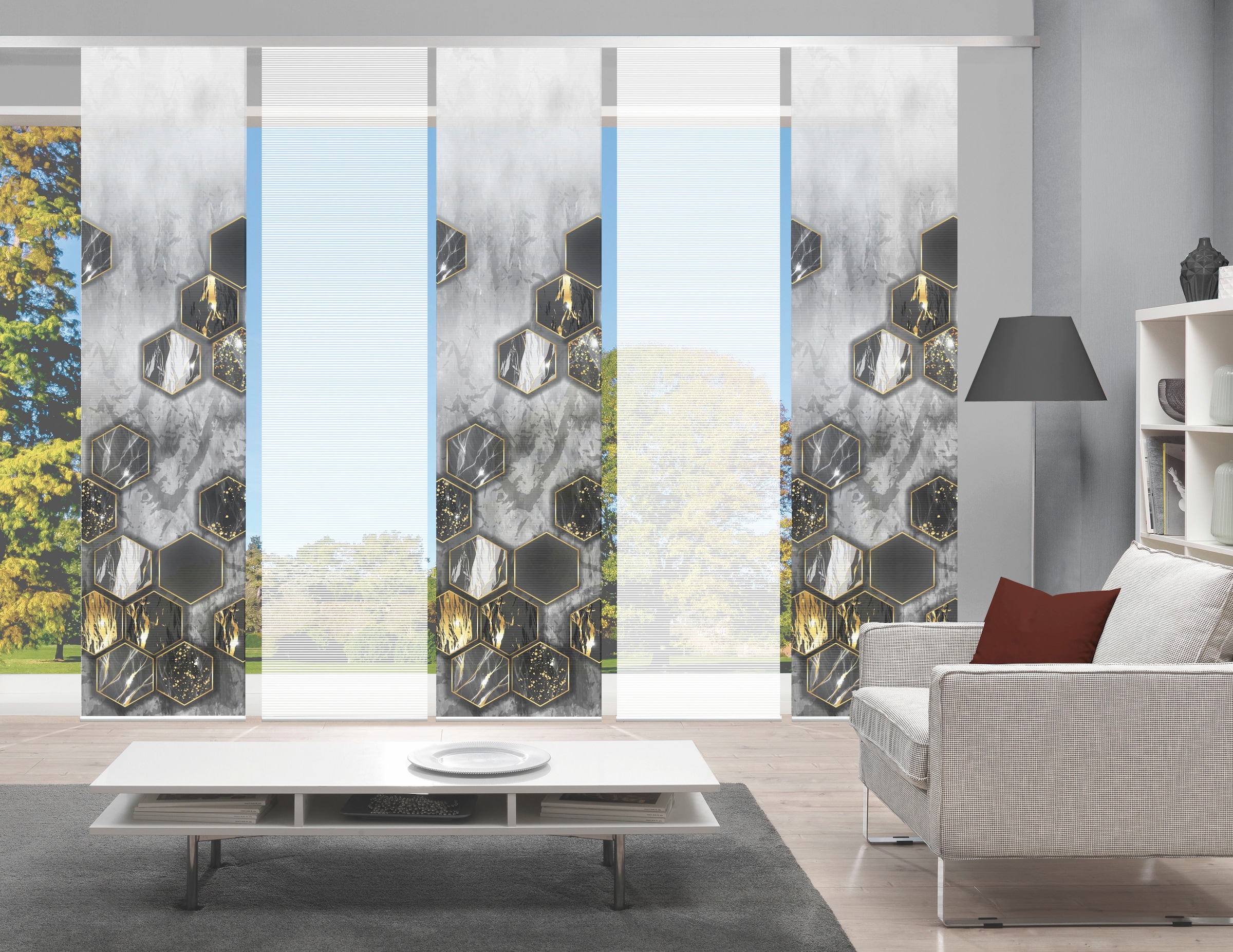 Vision S Schiebegardine »LAYON 5er SET« Paneelwagen 5 Stk. tlg. Schiebevorh günstig online kaufen