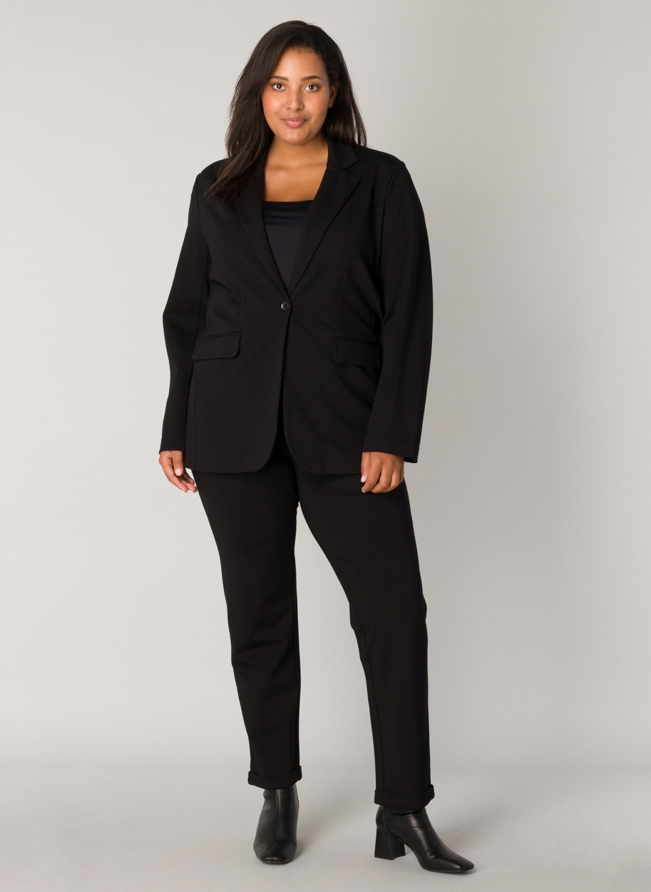 Base Level Curvy Jerseyblazer mit Taschenklappen