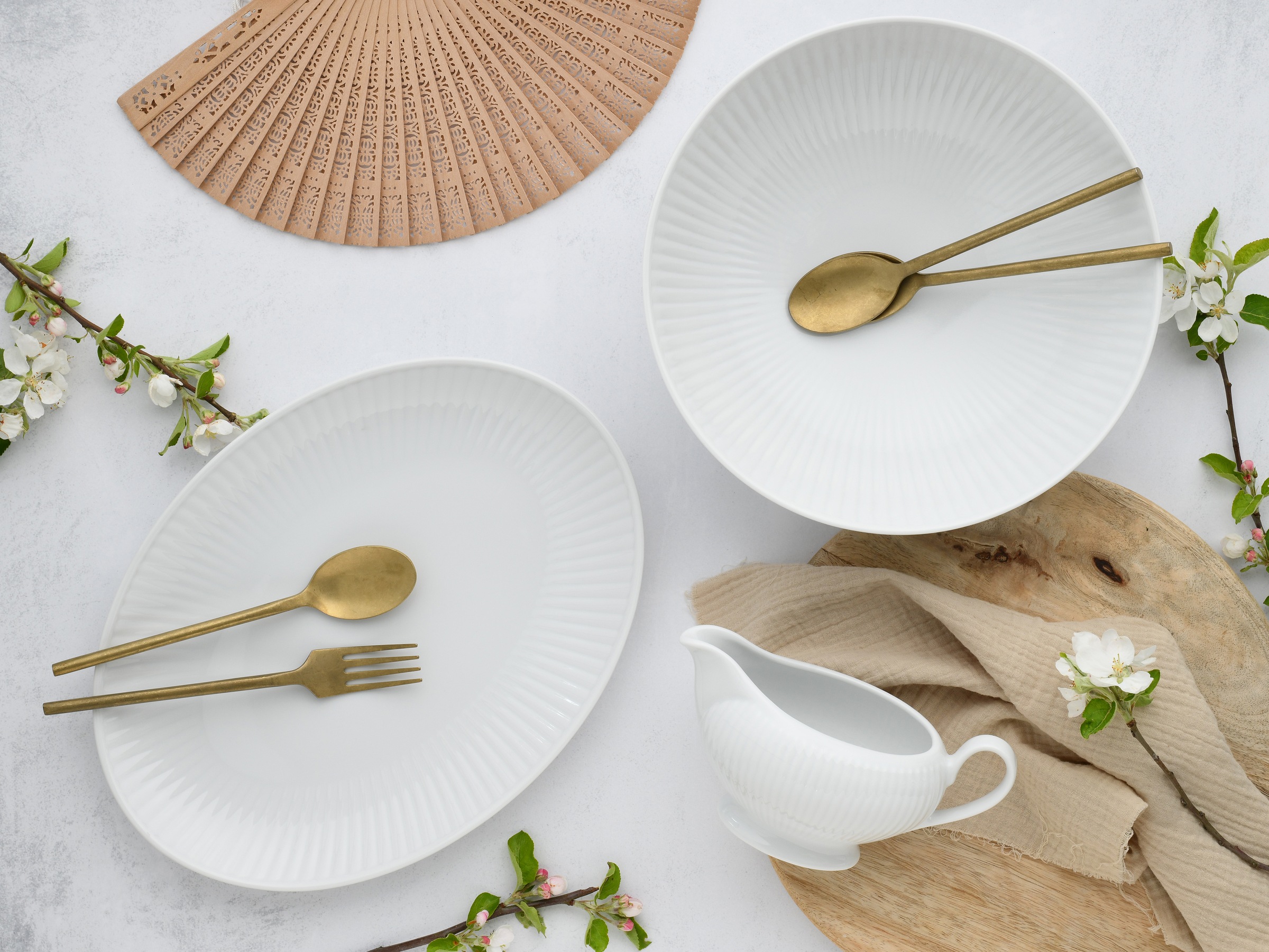 CreaTable Servier-Set »Valencia, Servierset, 3-tlg«, (Set, 3 tlg.), Elegant, Boho Chic