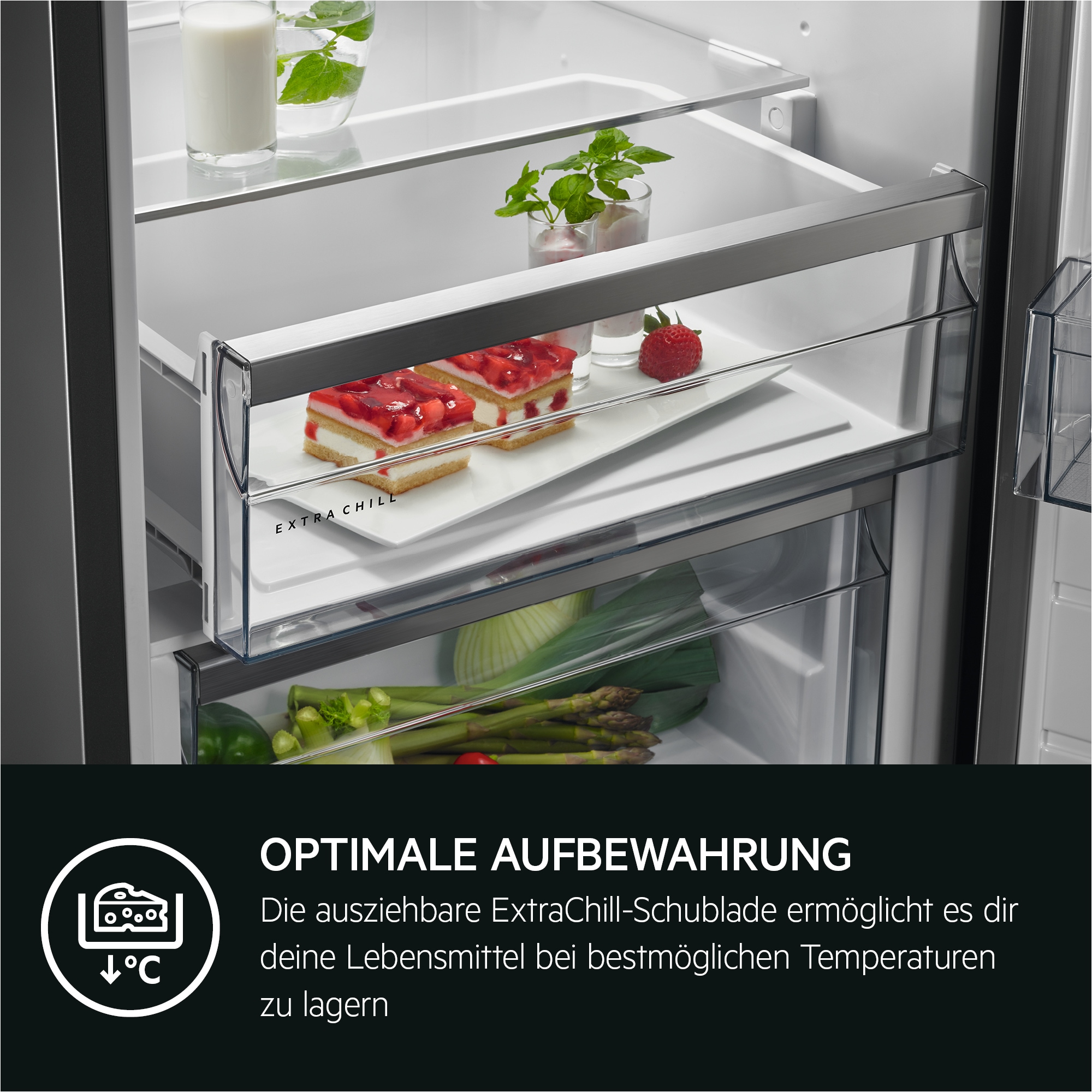 AEG Einbaukühlgefrierkombination Serie 8000 »TSC8M18WCC«, 360° Cooling, GreenZone- und ExtraChill-Schublade, NoFrost, Festtür