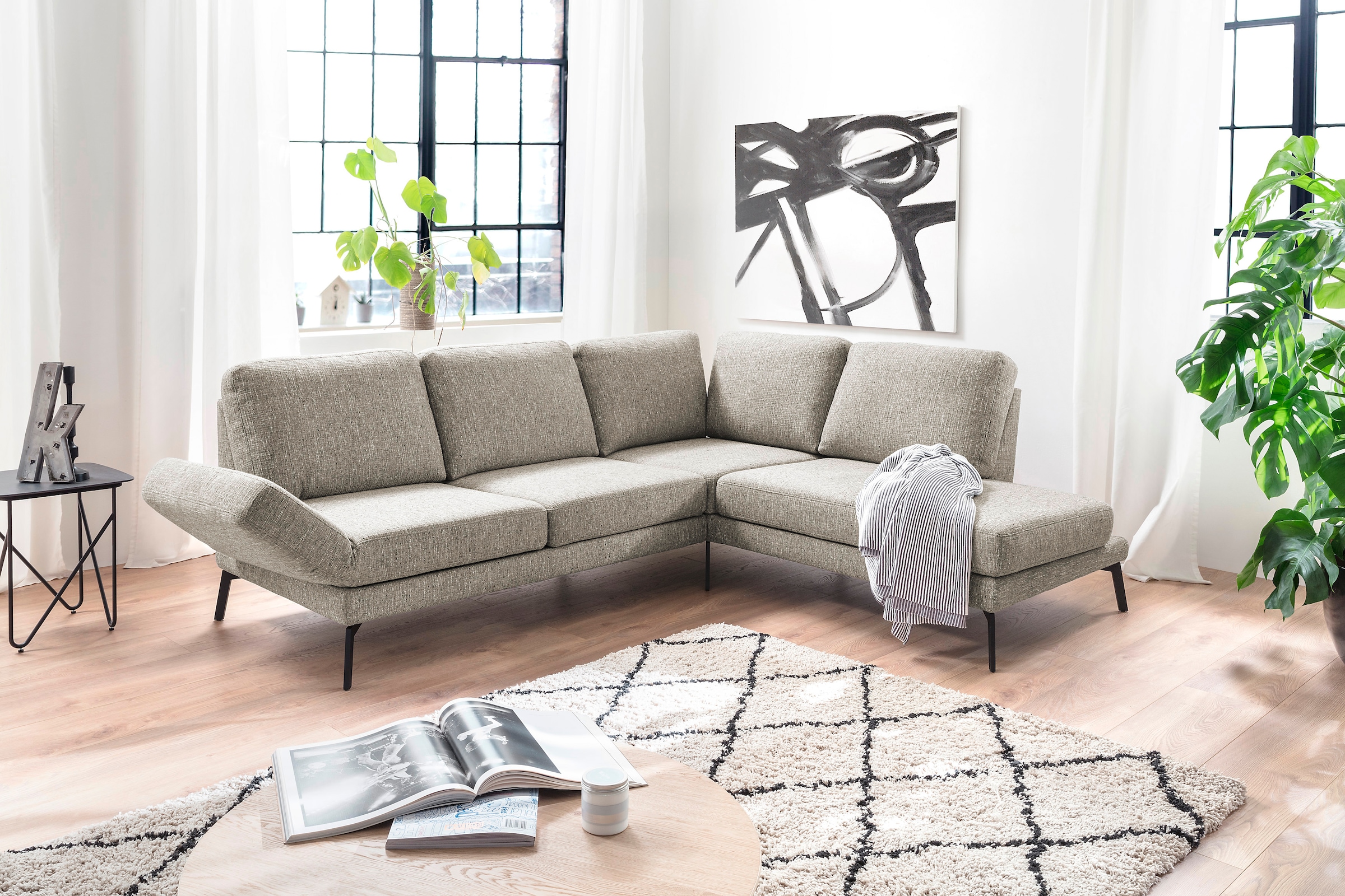 Ecksofa 3C CANDY "Kairo Multifunktion-Sofa, bequem und viele Komfortfunktionen, L-Form", grau (taupe), B:288cm H:87cm T:223cm