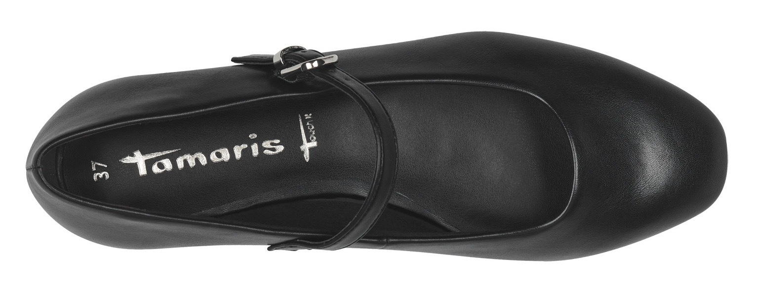 Tamaris Riemchenballerina, Blockabsatz, Businessschuh, Flats in veganer Verarbeitung