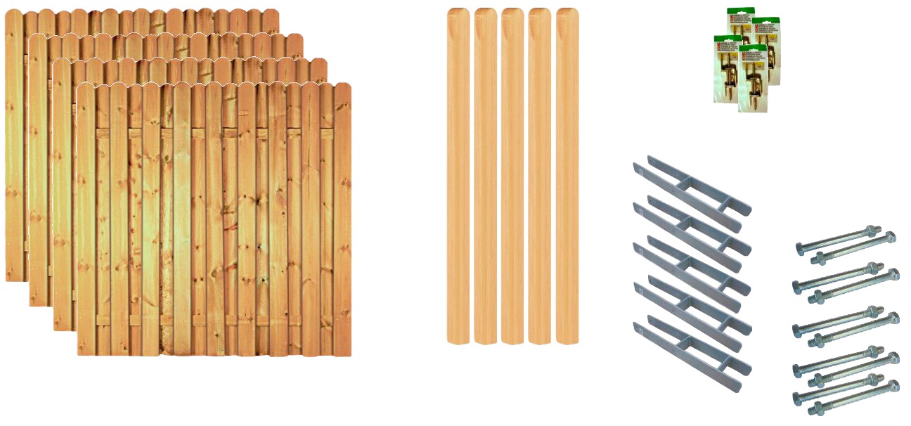 Tetzner & Jentzsch Bohlenzaun »Los Angeles 2« 4 Elemente, LxH: 765x180 cm günstig online kaufen