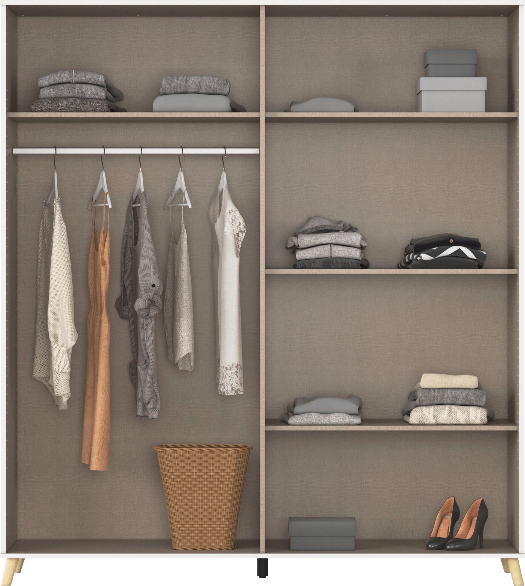 rauch Kleiderschrank »Ottos Choice Skandi Kinderzimmer Bestseller Schlafzimmerschrank FALUN« Breite 137/182, Höhe 203 cm,  im modernen Skandi-Look, Füße/Griffe Eiche massiv MADE IN GERMANY