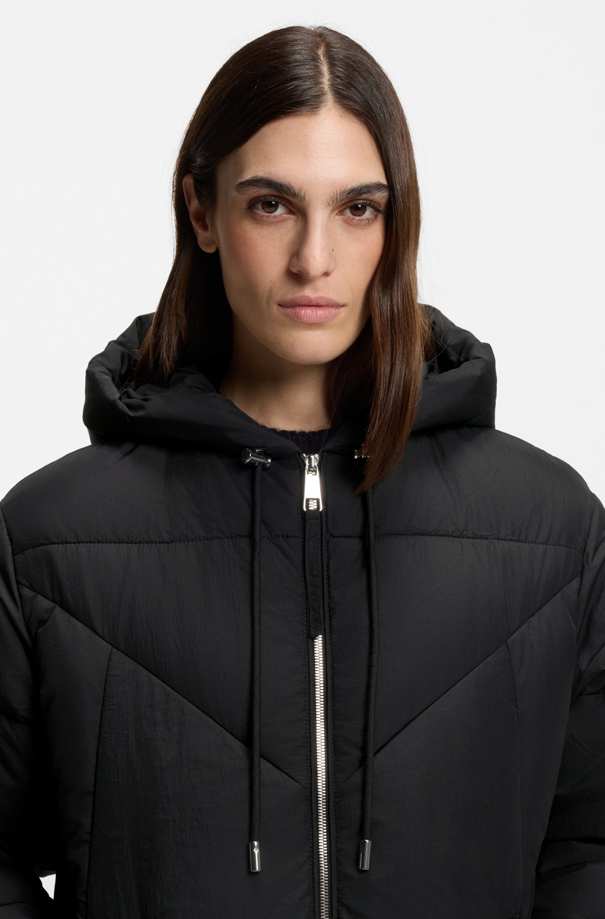 BOSS ORANGE Steppmantel »Piapolly Premium Damenmode« mit Kapuze, Chevron-Steppung