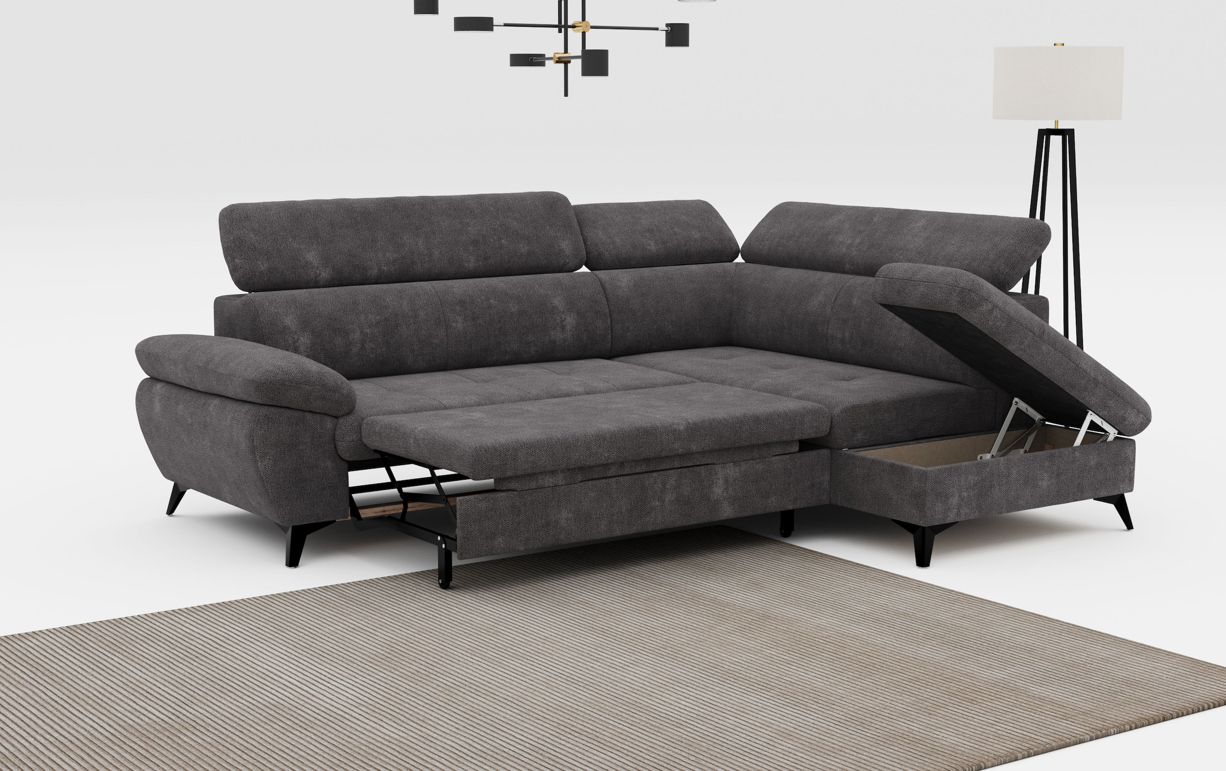 COTTA Ecksofa »Hudson L-Form«, mit Kopfteilverstellung, wahlweise mit Bettfunktion & Bettkasten
