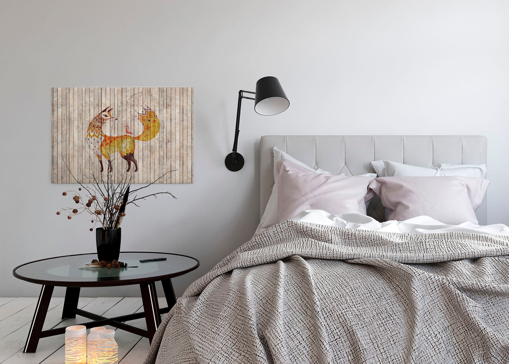 A.S. Création Leinwandbild »fairy tale«, Kunst-Tiere-Kinder, (1 St.), Keilrahmen Bild Holzoptik Tiere Leinwand-Bild Wohnzimmer modern Kinder