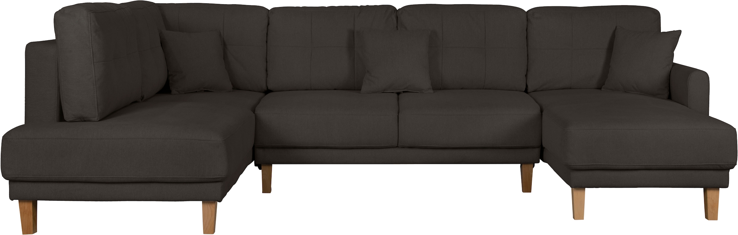 Home affaire Wohnlandschaft »TRIPLO U-Form wahlweise mit Schlaffunktion, B/T/H: 310/192/90 cm«, Schlafsofa, auch mit Bettkasten, Steppung im Rückenkissen