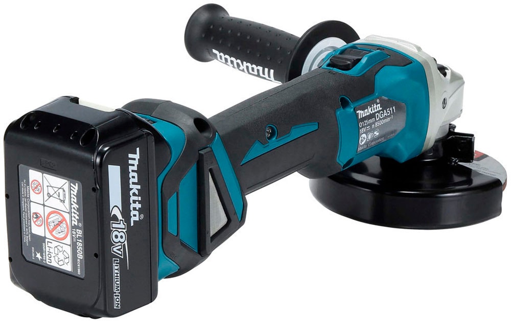 Makita Akku-Winkelschleifer »DGA511RTJ«, (Set), inkl. Akku, Ladegerät, Aufbewahrungskoffer und weiterem Zubehör