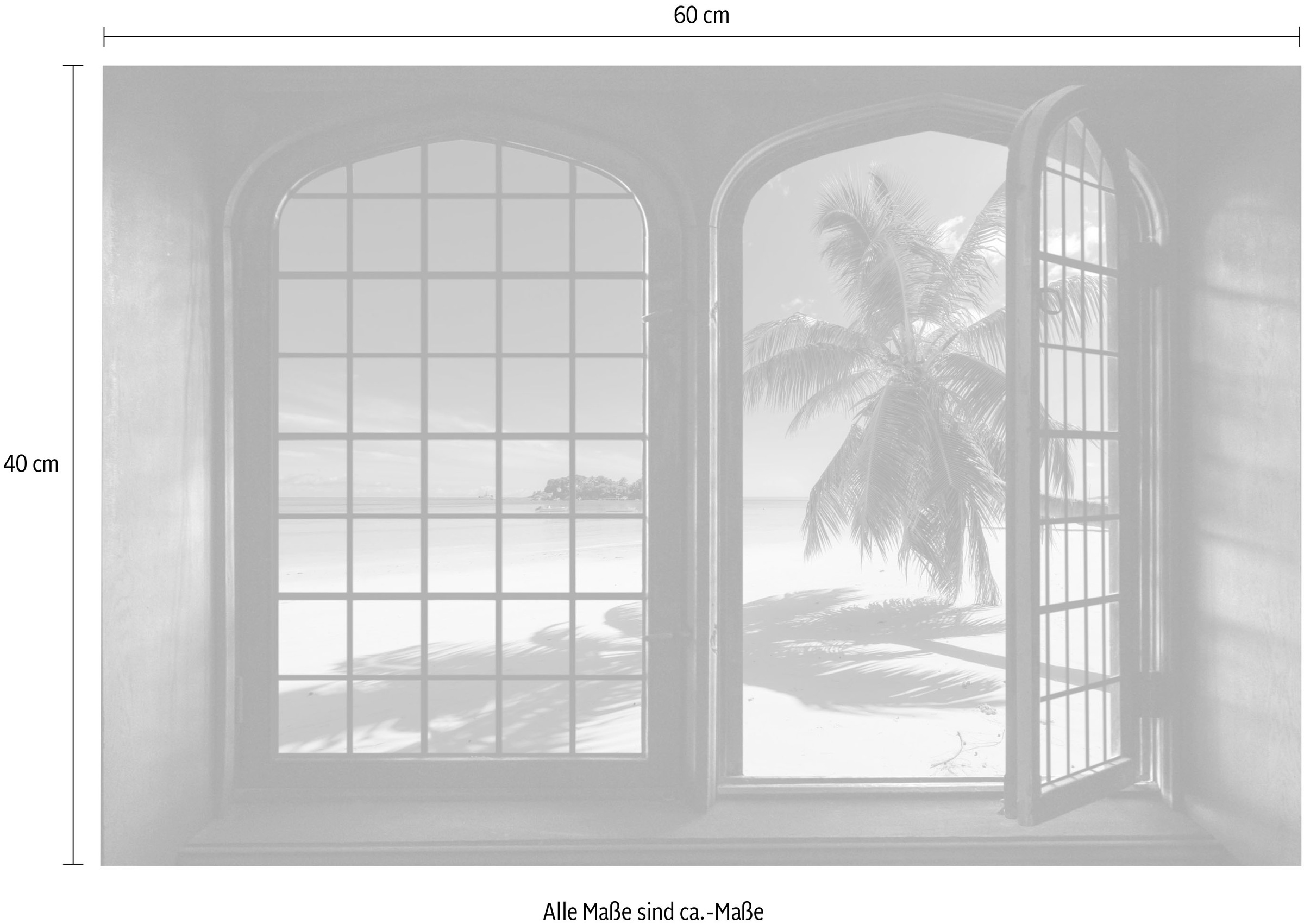 queence Wandsticker »Palmenstrand«, Wandsticker, Wandbild, selbstklebend, 3D, Fenster