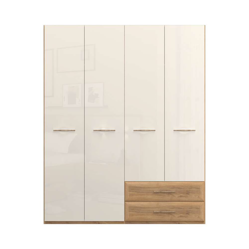 Home affaire Kleiderschrank »Gala, beige hochglänzend UV lackiert, kratzfest, FSC-zertifiziert«, (abgerundete Schubladen aus MDF im Holzdekor, soft-close), hoher Schrank (224cm), wahlweise in 3 Breiten, Made in Europe