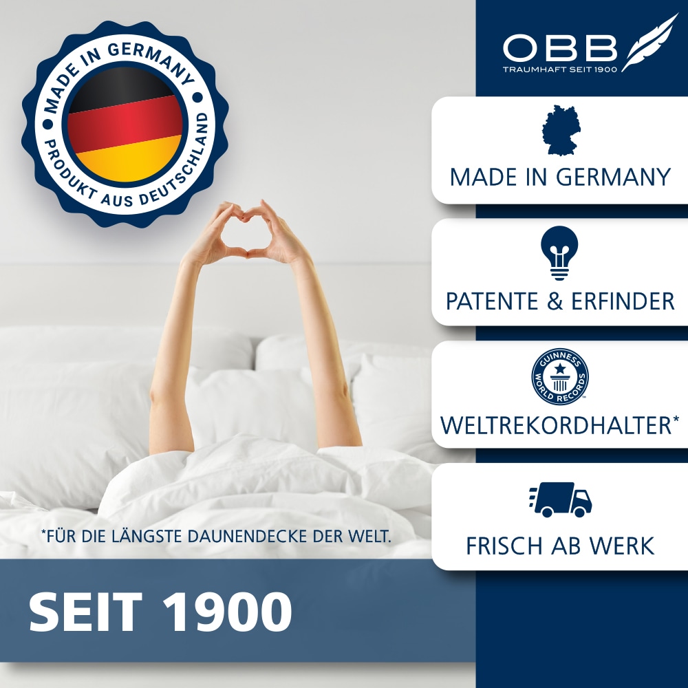 OBB Daunenbettdecke »Edition 125 Jahre, Bettdecken für Sommer und Winter« extraleicht Füllung 90% Daunen, 10%Federn 1 Stk. tlg. Bettdecke 135x200 cm, 155x220 cm & weitere Größen, Made in Germany