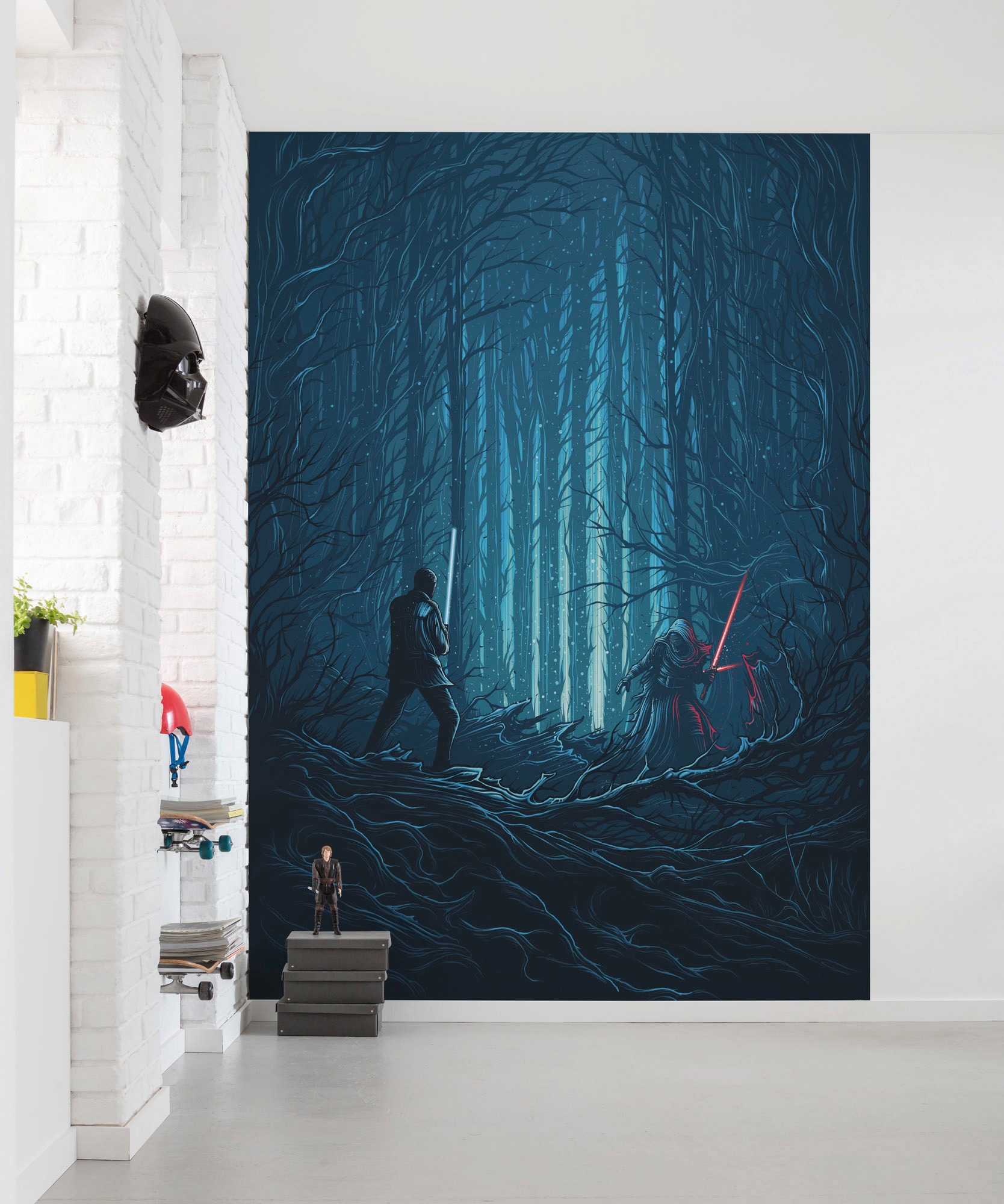 Komar Vliestapete »Digitaldruck Vlies - Star Wars Wood Fight - Größe 200 x 280 cm«, bedruckt, Kinderzimmer