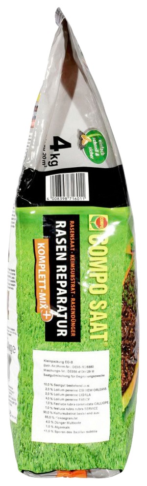 Compo Rasensamen »COMPO SAAT® Komplett Mix+«, Rasen-Reparatur, 4 kg, für bis zu 20 m²