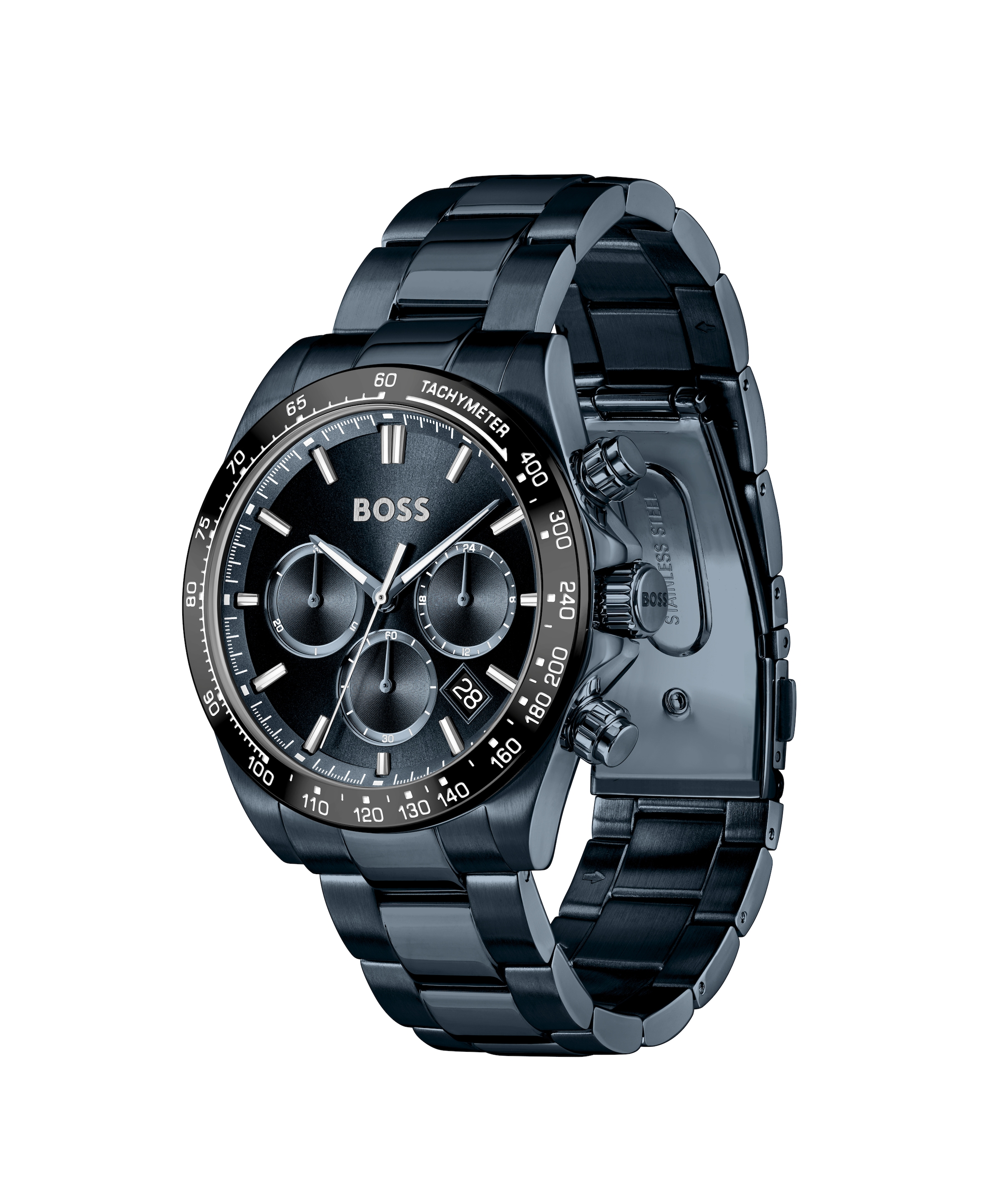 BOSS Chronograph »HERO 2.0«, Quarzuhr, Armbanduhr, Herrenuhr, Edelstahlarmband, analog, Tag