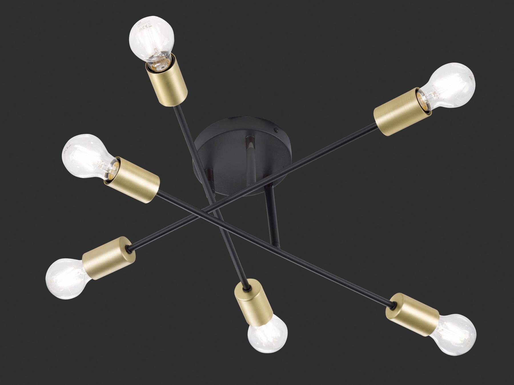 TRIO Leuchten Deckenleuchte »CROSS«, 6 flammig-flammig, 6-flammig, Arme  schwenkbar, Ø 57cm, schwarz, bronzefarbigen Fassungen auf Rechnung  bestellen