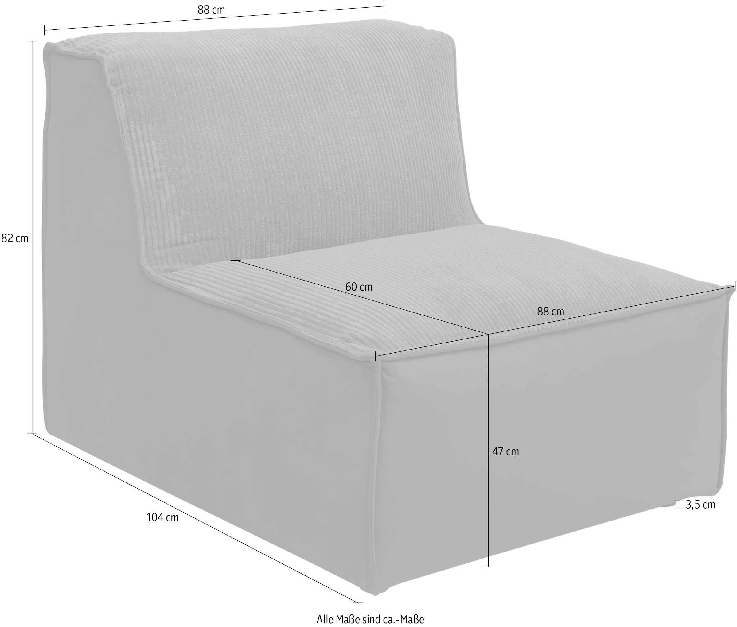RAUM.ID Sofa-Mittelelement St.), bestellen Cord (1 verwendbar, als in separat »Modulid«, oder Modul
