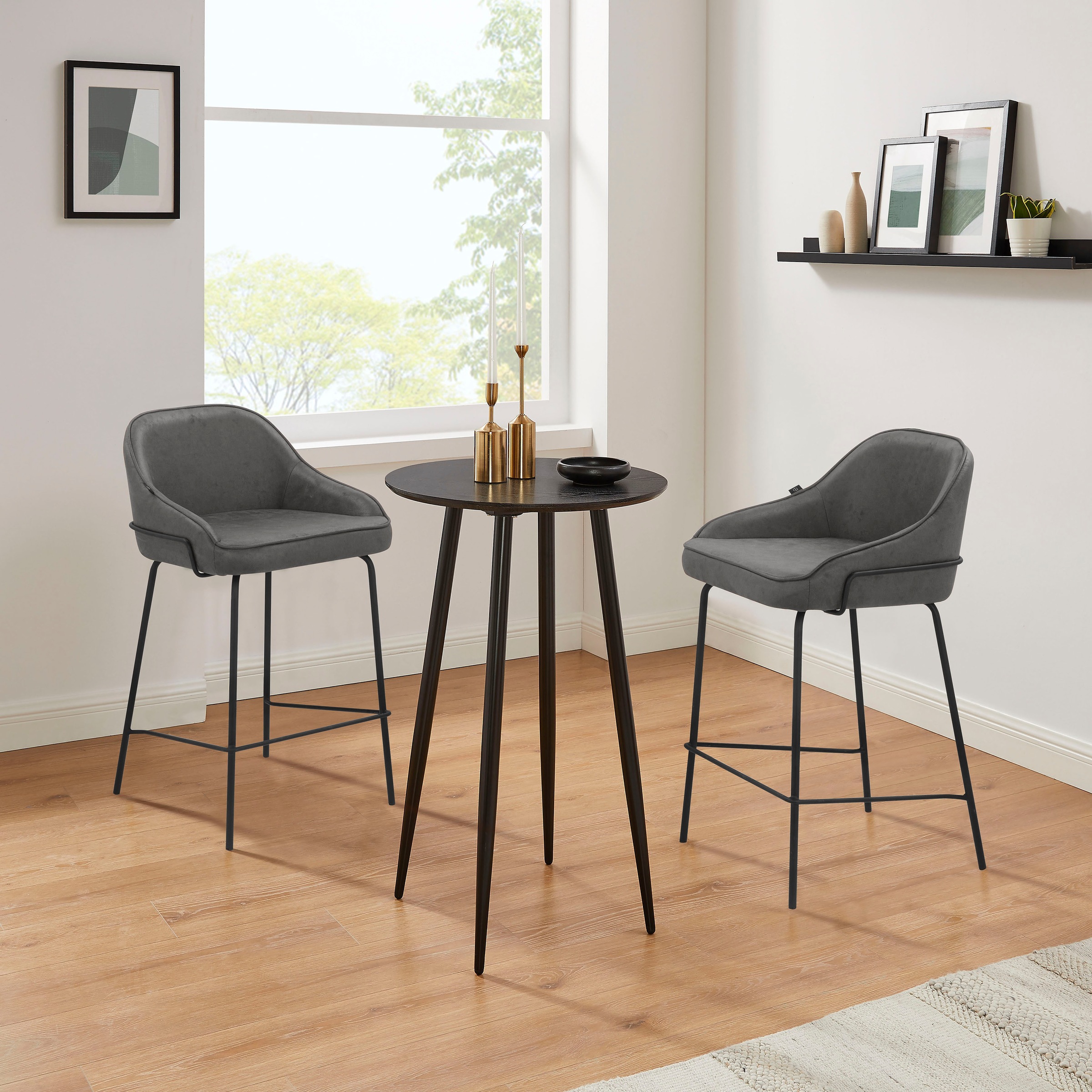 Leonique 4-Fußstuhl »Puant«, 2 St., Luxus-Microfaser, mit Stoff aus Polyester/recyceltem Polyester, Sitzhöhe 65 cm