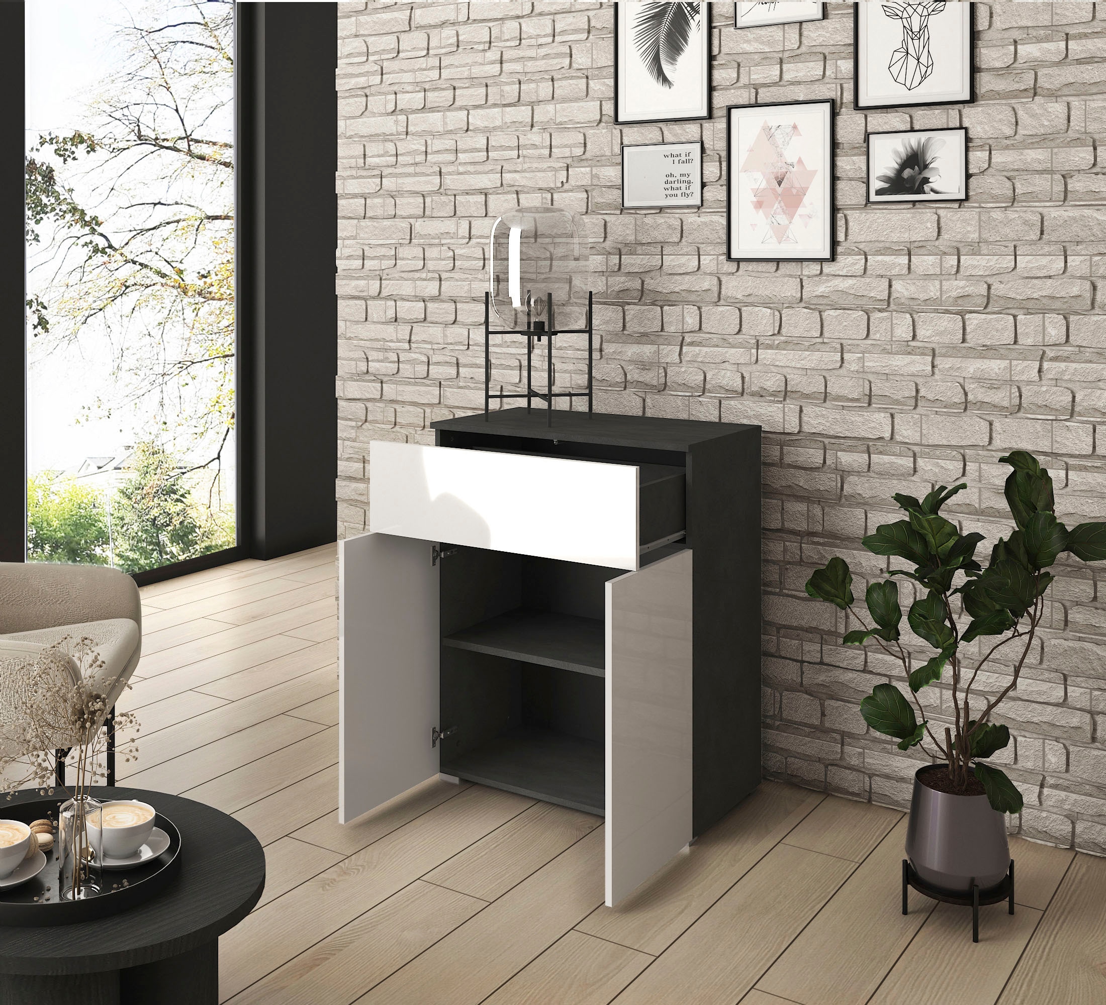 INOSIGN Sideboard »PARIS«, (1 St.), Moderne 72cm breite grifflose Kommode, vielseitig einsetzbar