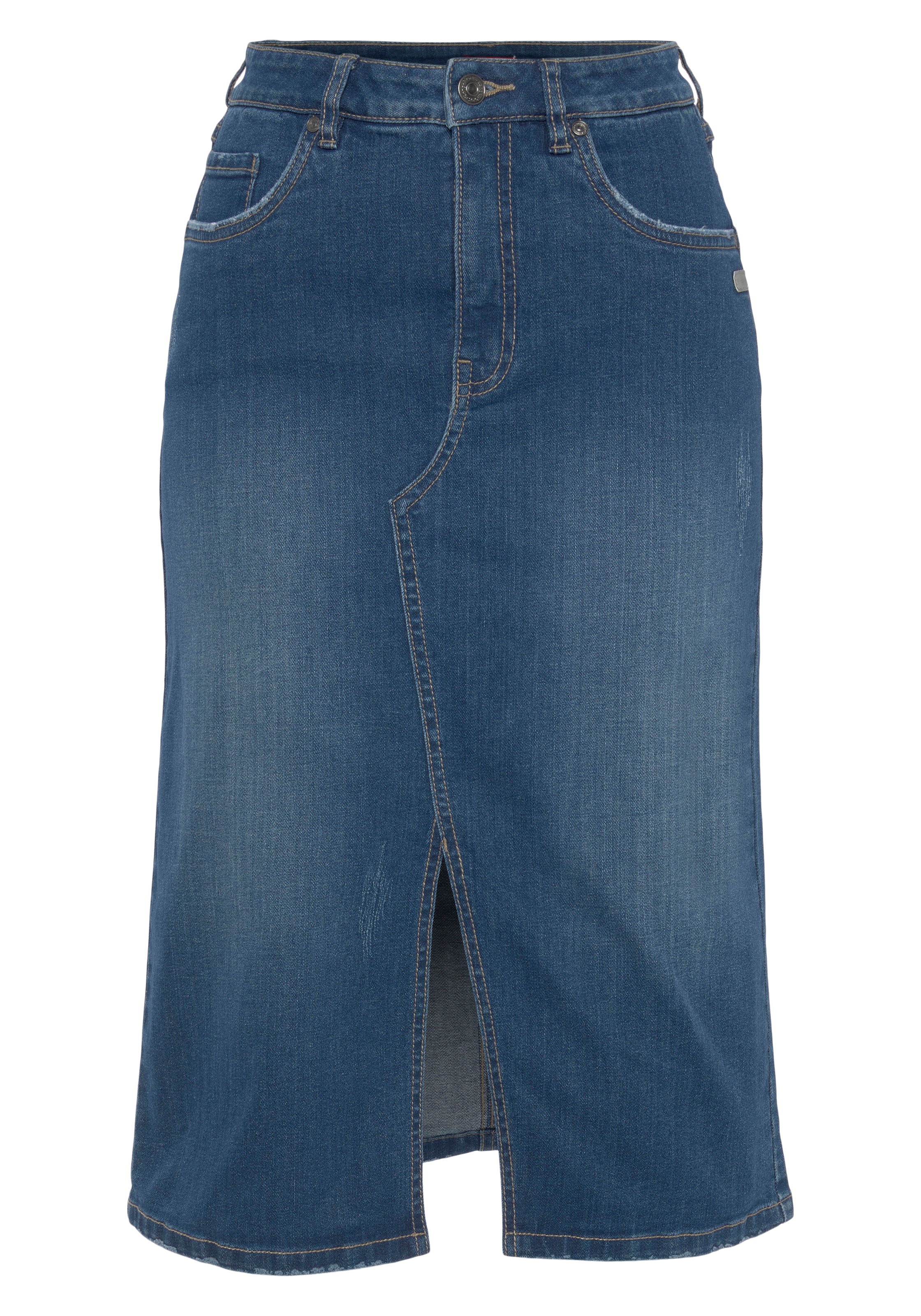 KangaROOS Jeansrock, in Midilänge mit Schlitz