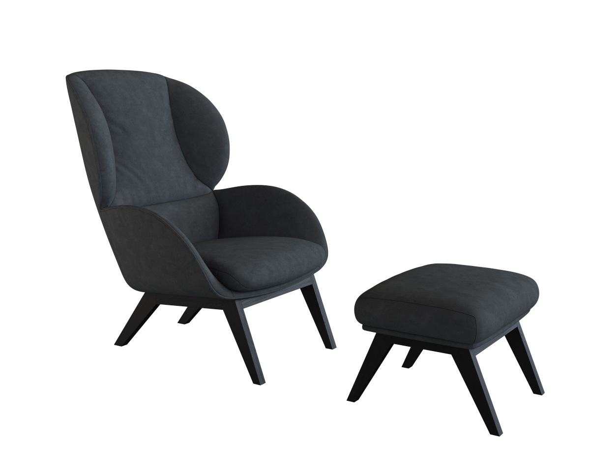 FLEXLUX Polsterhocker »Adria«, Fuß schwarz, Fußhocker für Ohrensessel