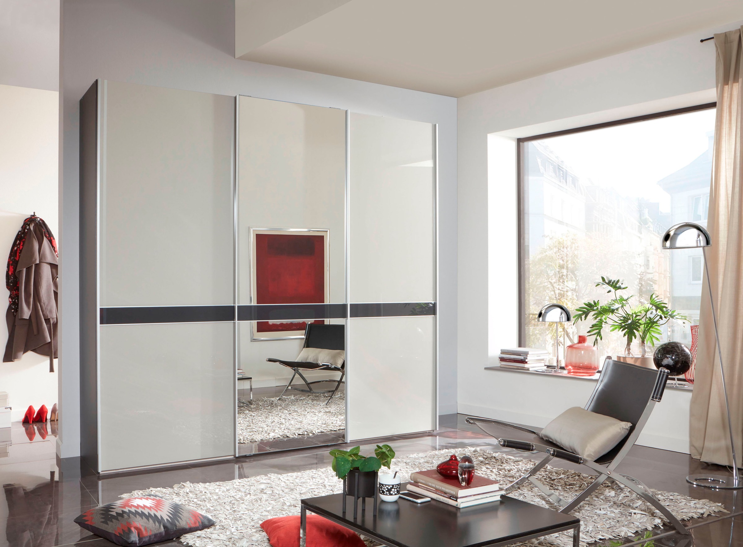 WIEMANN Schwebetürenschrank »Rialto«, hochwertige Glas- und Spiegelfront mit Querriegel