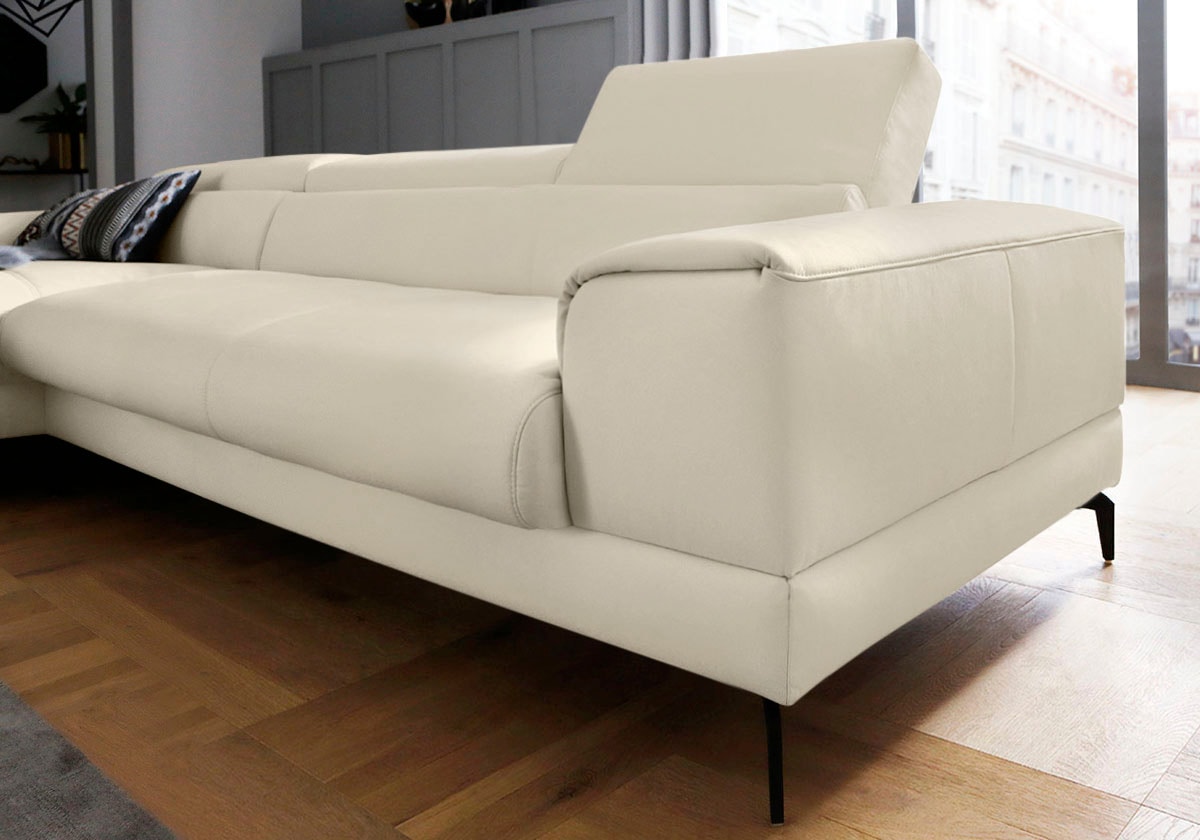 W.SCHILLIG Ecksofa »piedroo, Designsofa mit tollem Sitzkomfort, bequem, L-Form«, Kopfteilverstellung, wahlweise mit Sitztiefenverstellung, Breite 343cm