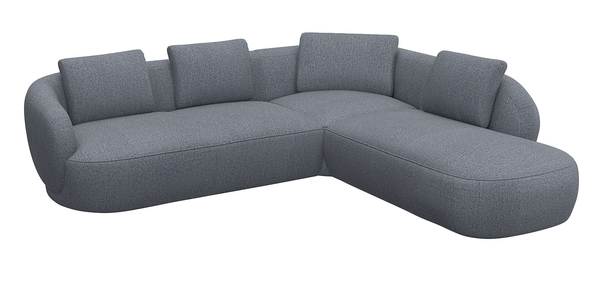 FLEXLUX Ecksofa »Torino, rund, L-Form, Sofa-Ecke mit Ottomane«, Modernes, o günstig online kaufen