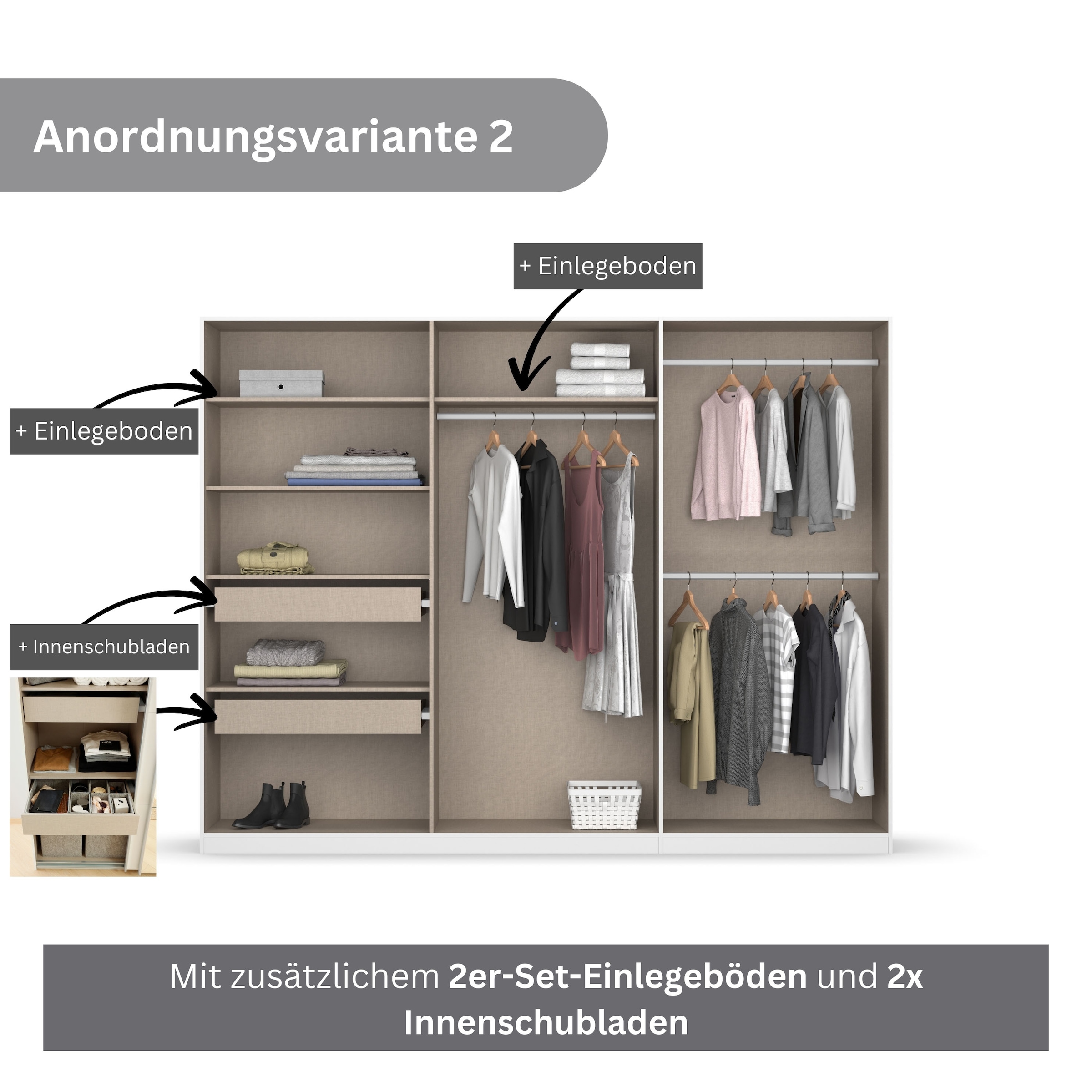 rauch Drehtürenschrank »Kleiderschrank Schrank Garderobe KOLUNA mit Glastüren und Spiegel«, inkl. 2 Innenschubladen sowie extra Einlegeböden MADE IN GERMANY