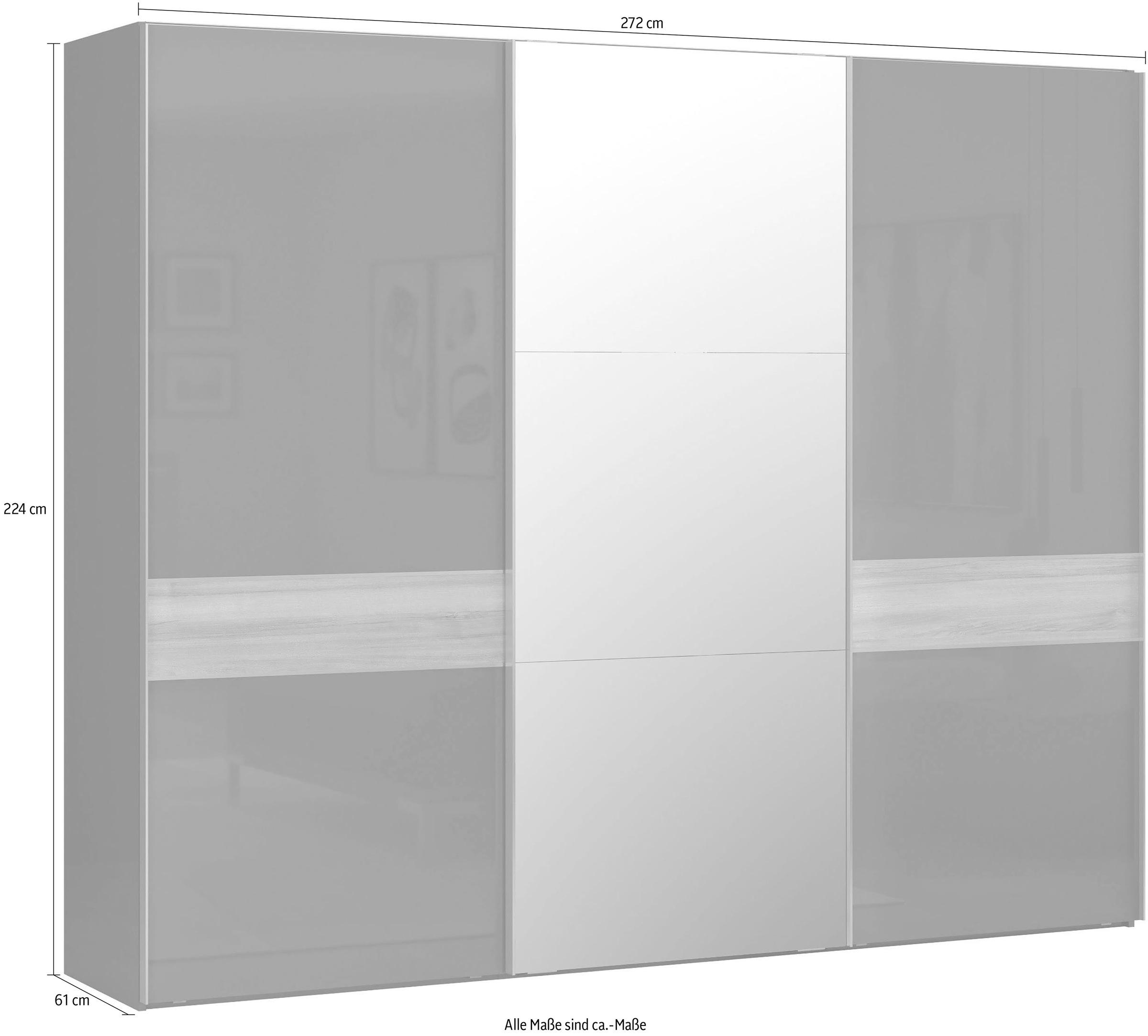 Places of Style Schwebetürenschrank »Onyx«, Spiegelschrank hochwertig UV lackiert, Soft-Close-Funktion