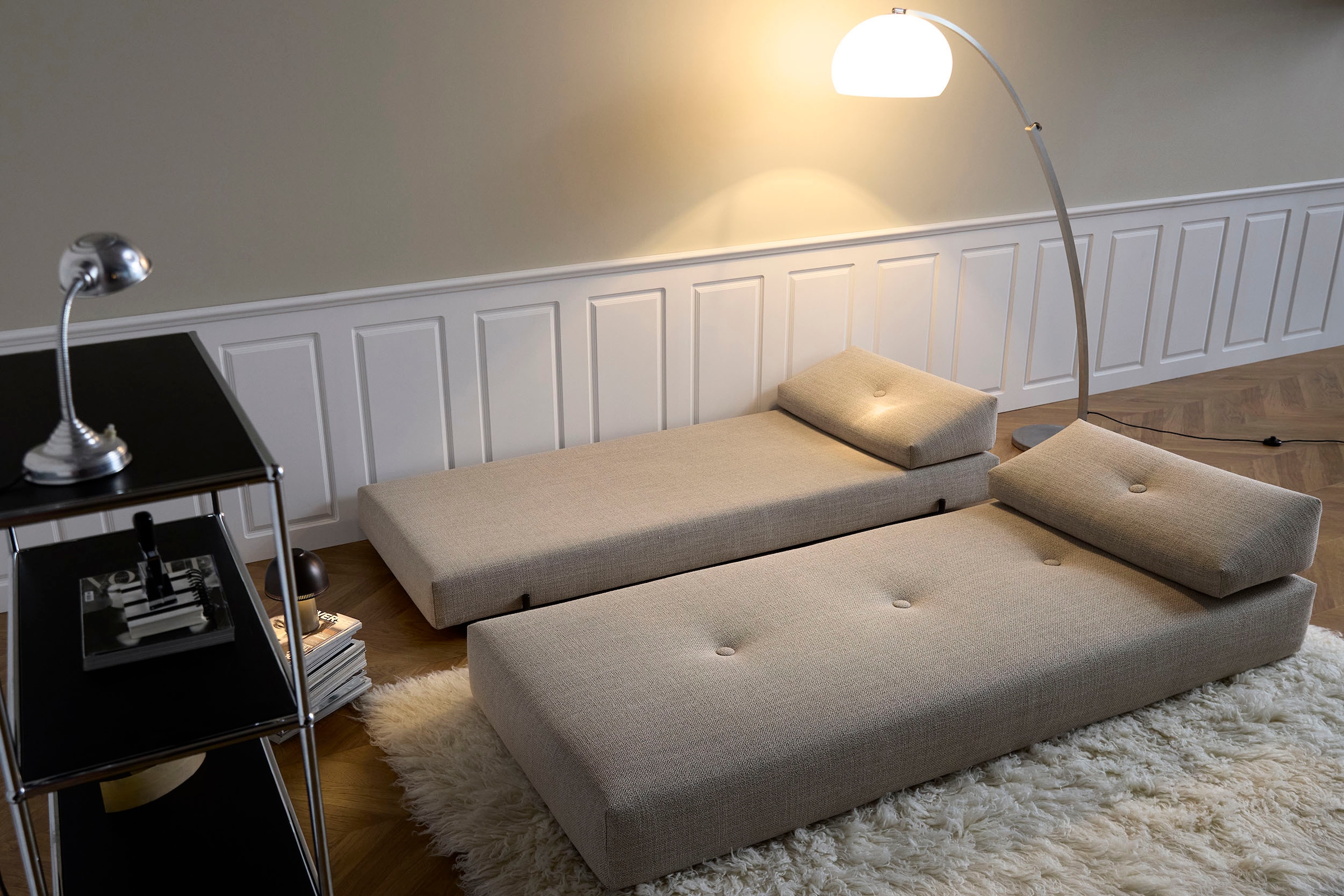 INNOVATION LIVING ™ Stapelliege »Sigmund 579 Indu-Beine«, Daybed mit zwei Federkernmatratzen, Fußteil Eiche natur