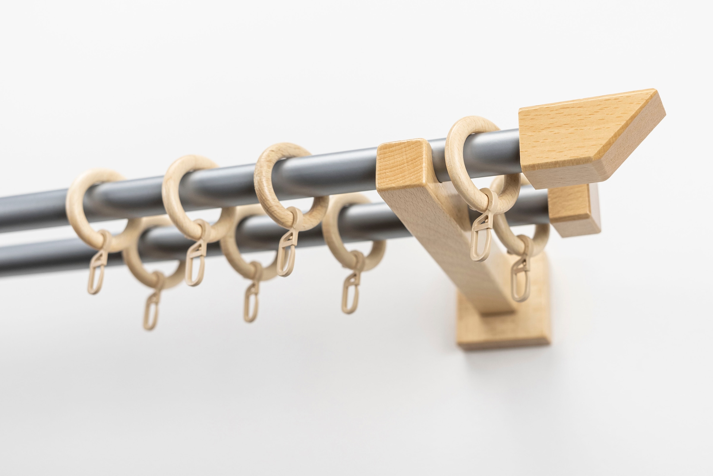 GARESA Gardinenstange »CUBUS« Ø 20 mm 2 läufig-läufig Wunschmaßlänge Vorhanggarnitur, verlängerbar, Endknopf abgeschrägt, mit Ringe...