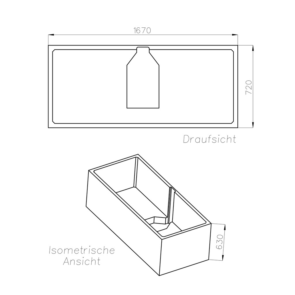 OTTOFOND Badewanne »Cubic«, (Komplett-Set, 4 tlg.)