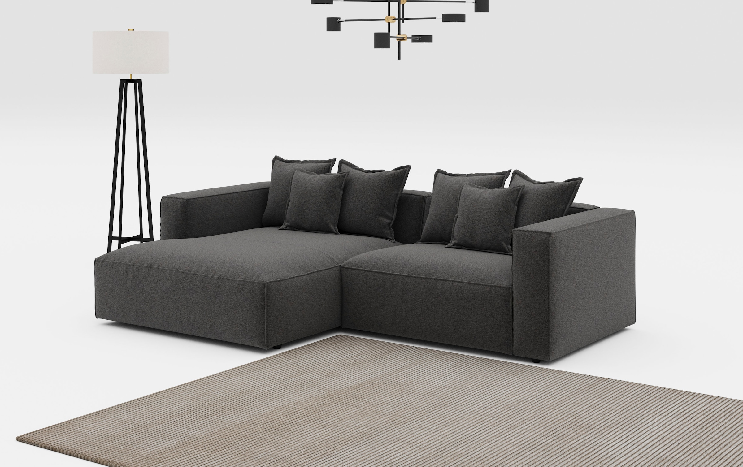 INOSIGN Ecksofa »Cowboy L-Form«, mit 6 Kissen, kubisches Sofa günstig online kaufen