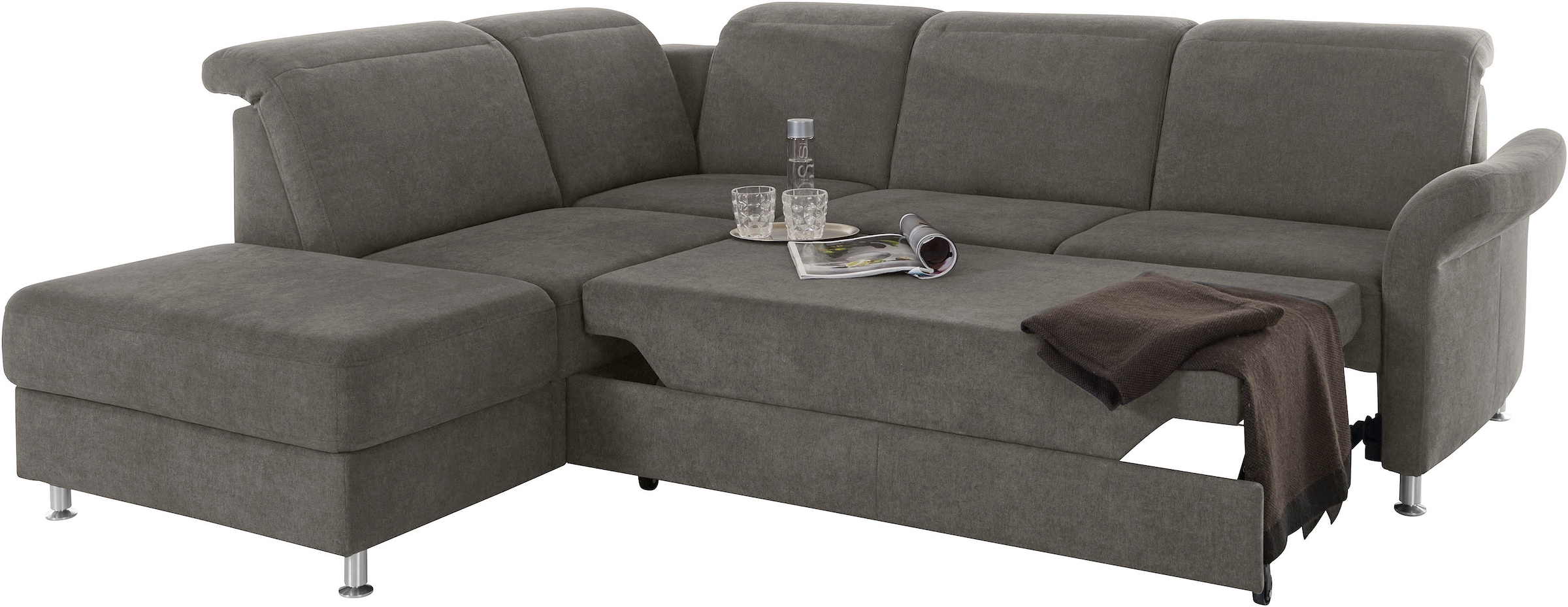 sit&more Ecksofa »Darwin L-Form«, inklusive Federkern, wahlweise mit Kopfteilverstellung, Bettfunktion