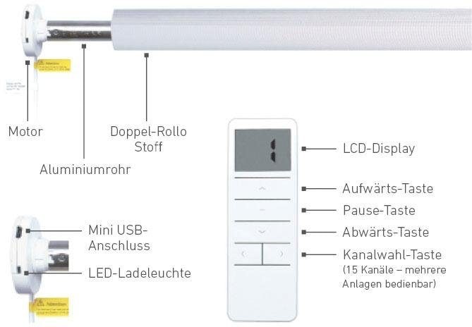 Good Life Elektrisches Rollo »Wood - SMART HOME«, Lichtschutz, ohne Bohren, mit Fernbedienung