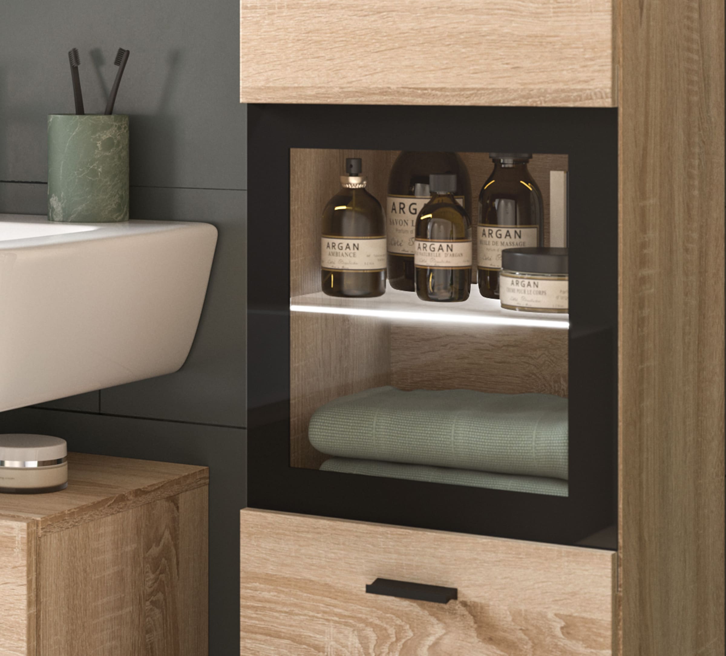 welltime Midischrank »Tampa, Höhe 80cm, hängend oder stehend montierbar«, Badschrank, Bad-Möbel, Badezimmer