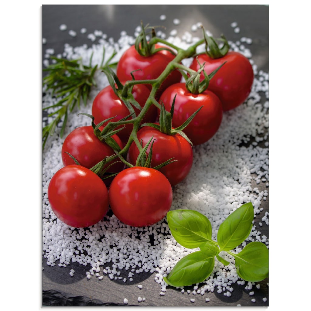 Artland Glasbild »Tomaten Rispe auf Salz«, Lebensmittel, (1 St.)