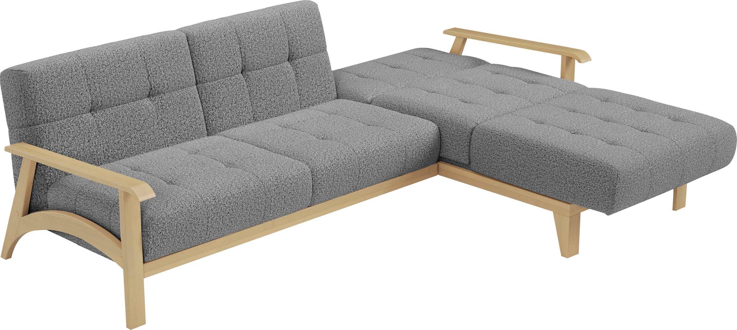 sit&more Ecksofa »Billund L-Form«, Armlehnen aus Buchenholz in natur, verschiedene Bezüge und Farben