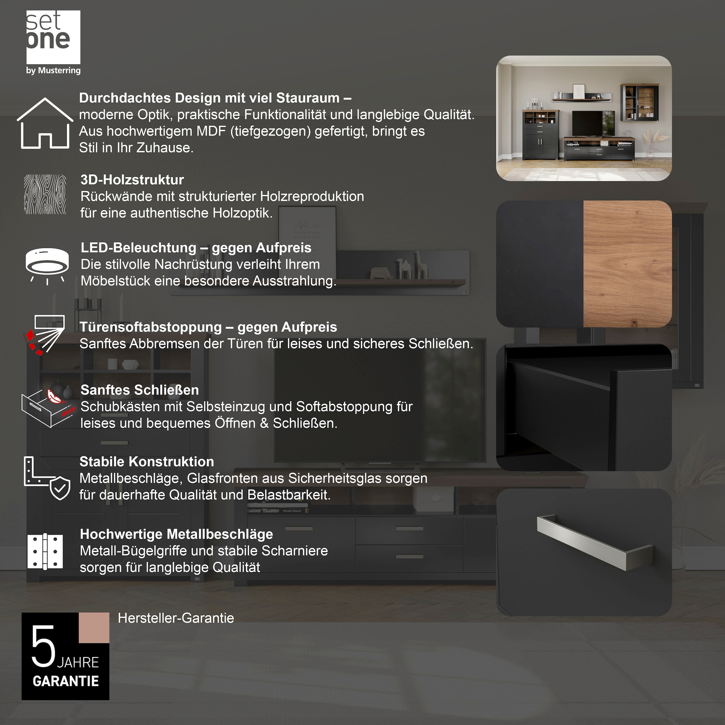 set one by Musterring Wohnwand »York« 4 Stk. tlg.