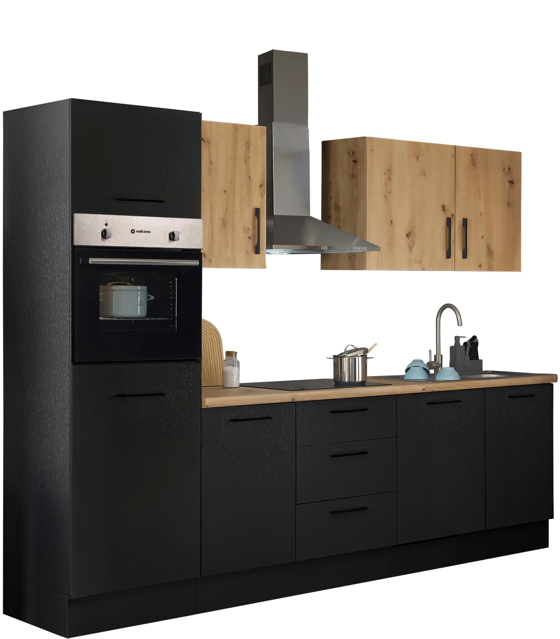 BASIC by Balculina Küchenzeile »Turin«, Breite 280 cm, wahlweise mit E-Geräten