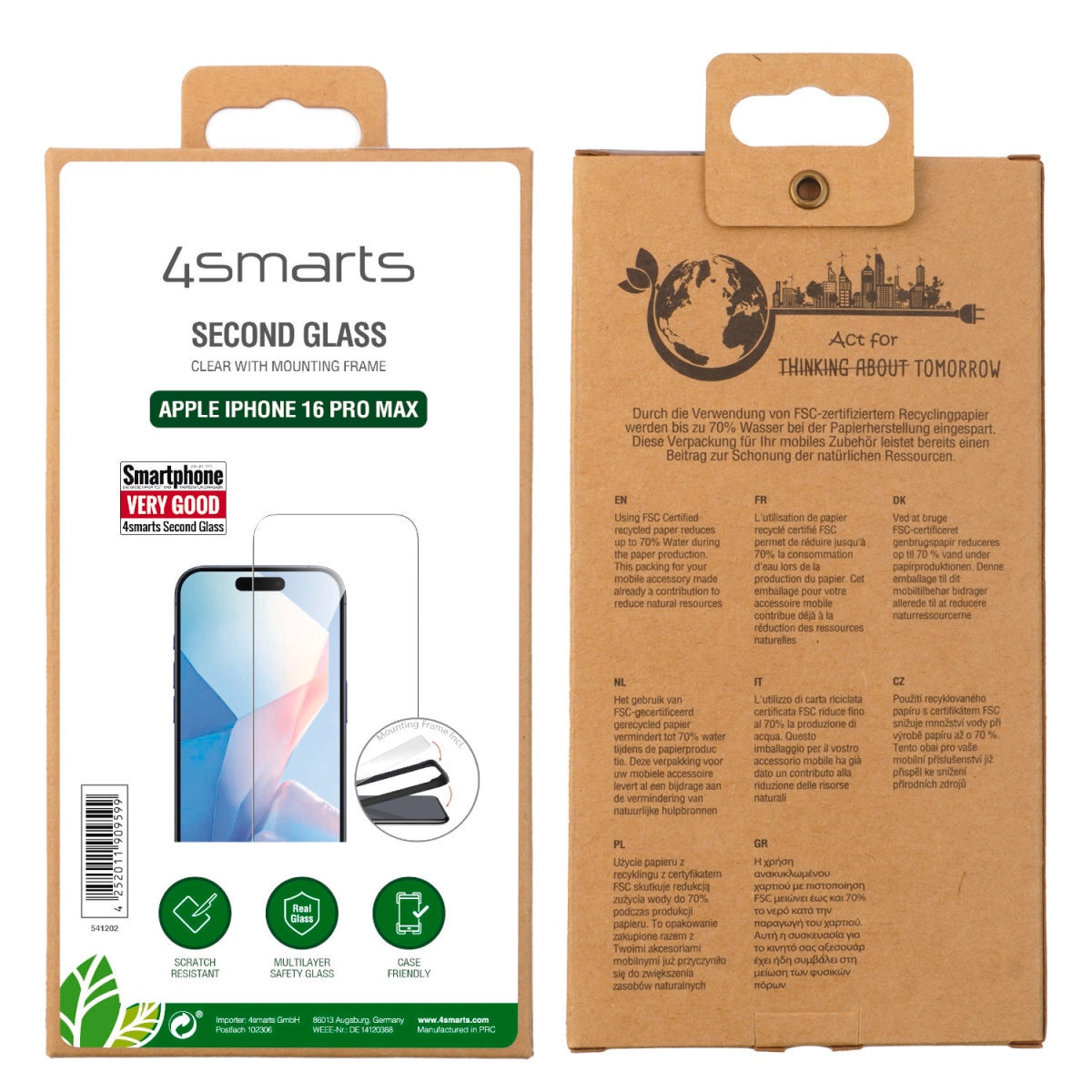 4smarts Displayschutzglas »Second Glass mit Montagerahmen« für Apple iPhone 16 Pro Max 1 Stk. tlg. Displayschutzfolie, Schutzfolie, Bildschirmschutz, kratz- & stoßfest