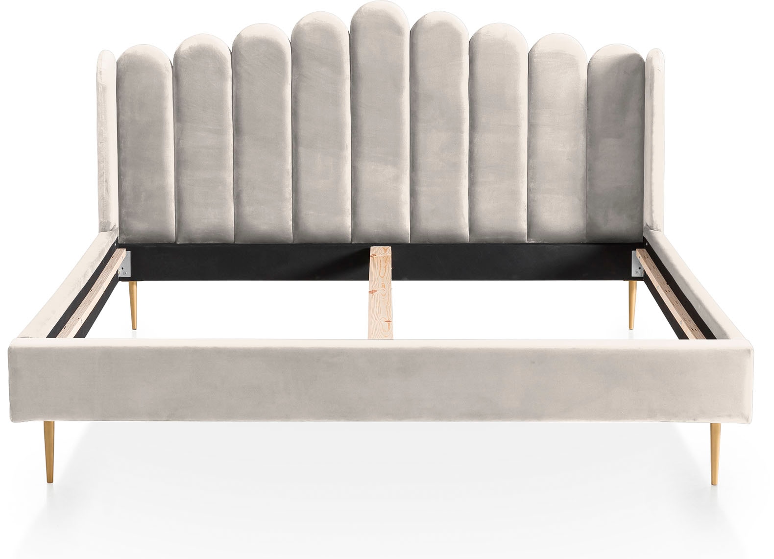 SalesFever Polsterbett »Komfortables Polsterbett für erholsamen Schlaf«, Eleganz trifft Komfort: Samt-Bezug, goldfarbene Metallfüße