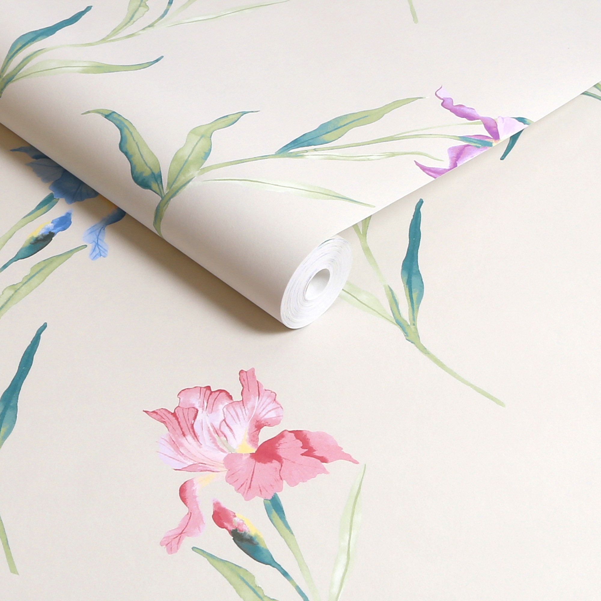LAURA ASHLEY Vliestapete »Hawling Irises Soft Natural« geblümt glatt 10mx52cm (ca. 5m2)